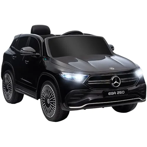 Homcom Kinder Elektrofahrzeug Mercedes-Benz EQA, Schwarz - Robustes Kinderauto mit Fernbedienung, Musikfunktion und Sicherheitsgurt. Ideal für Kinder von 3-8 Jahren, max. Geschwindigkeit 8 km/h für sicheres Fahrvergnügen!