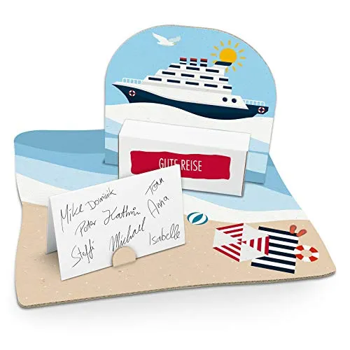 itenga Kreuzfahrtschiff Geldgeschenk Gastgeschenk Verpackung Reisekasse mit Bodenplatte, Geschenkkarte und Stickerbogen