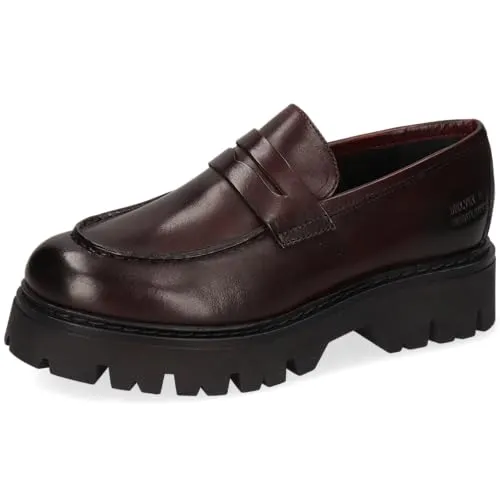 Melvin & Hamilton Loafers Damen Thelia 7 Bordeaux 35 - Elegante Loafers aus hochwertigem Kuhleder mit runder Spitze und 4 cm Plateausohle. Perfekt für stilvolle Auftritte. Pflegeleicht und ideal für den täglichen Einsatz.