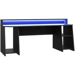 Gaming Tisch Zocker 3, schwarz, mit LED-Beleuchtung - Kinderschreibtische – Hochwertiger Gaming Tisch mit großzügiger Nutzfläche, LED-Beleuchtung und praktischen Fächern für Bildschirme, Kopfhörer und Getränke.