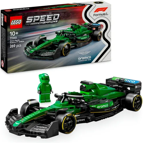 LEGO Speed Champions Aston Martin Aramco F1 AMR24 Rennauto - Vatertagsgeschenk für Papa - Modellauto zum Sammeln - Rennwagen mit Minifigur für Erwachsene und alle Formel 1 Fans 77245