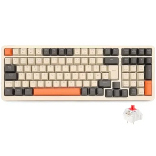 Rii Mechanische Gaming-Tastatur Kabellos, Retro Bluetooth 75% QWERTZ - Die kompakte mechanische Tastatur bietet Tri-Modi (Bluetooth, 2.4GHz, Kabel) für flexibles Arbeiten. Mit Hot-Swap-Funktion und 20 Beleuchtungsmodi wird sie zum idealen Begleiter für Gaming und Büro.