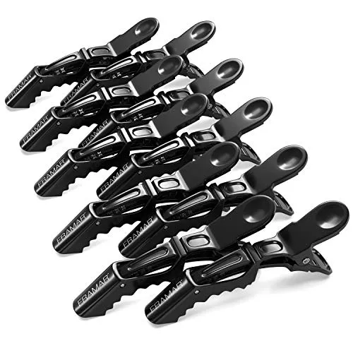FRAMAR Schwarz Haarklammern Friseurbedarf - Haarclips Damen, Haarspangen Damen, Haarspange, Haarschmuck, Haarklammer Schwarz, Abteilklammern Friseur, Klammern Haare – 10 Stück