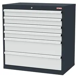 STIER Schubladenschrank mit 6 Schubladen – 900 x 575 x 920 mm - Praktischer Schubladenschrank für Werkstätten und Betriebe. Robuste Stahlkonstruktion, kompakt für Werkbänke und belastbar bis 80 kg pro Schublade. Ideal für die sichere Aufbewahrung von Werkzeugen.