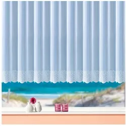 Weckbrodt Gardine Duisburg, Kräuselband (1 St), transparent, Voile, echte Stickerei, Voile, transparent, Bordüre, Kante, gebogt, Store weiß 750 cm x 245 cm