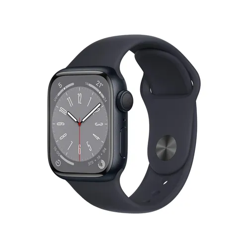 Smartwatch Series 8 41 mm - Rechteckig, Schwarz - Smartwatch der Serie 8, 41mm mit GPS und Always-on Retina Display, ideal für Fitness und Kommunikation, IP6X zertifiziert für robusten Schutz.