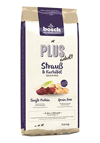 Bosch HPC PLUS Adult Strauß Kartoffel - 12,5 kg getreidefreies Single-Protein Hundefutter, ideal für Allergiker und höchste Verträglichkeit