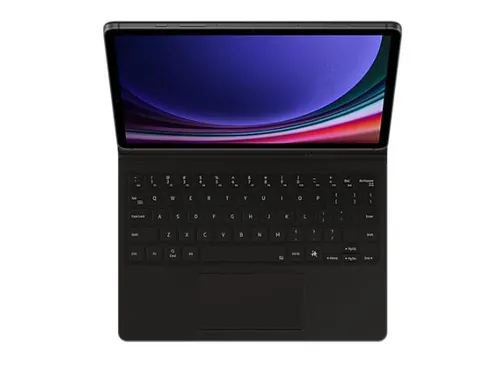 Samsung Book Cover Keyboard EF-DX725 - für Galaxy Tab S9, S9 FE (Schwarz), integrierte Tastatur für produktives Arbeiten unterwegs