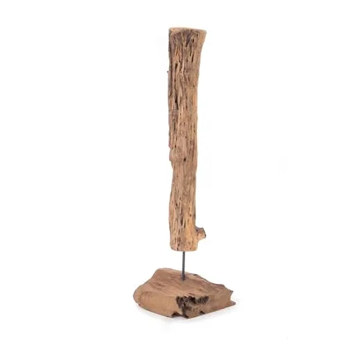 DESIGN DELIGHTS Treibholz SKULPTUR Roots 100 - Einzigartige Teakholz Statue, 105 cm hoch, handgefertigtes Unikat auf massivem Sockel. Bringt Natur und Individualität in dein Zuhause!