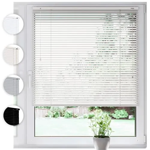 SONELLO Aluminium Jalousie 70cm x 100cm Weiß Alu Jalousie Klemmfix ohne Bohren Sichtschutz Blendschutz Lichtschutz Sonnenschutz für Fenster und Türen
