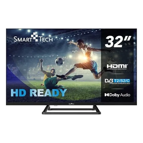 Smart Tech TV LED HD 32' 32HN01V3 - Fernseher mit HD-Bildqualität und 3x HDMI, ideal für ein einfaches und energieeffizientes Fernseherlebnis in jedem Raum.