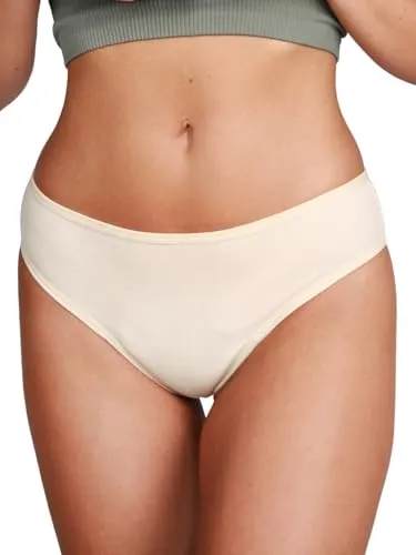 Taynie Brazilian Periodenunterwäsche leichte Blutung - Periodenwäsche - Menstruationsunterwäsche - ersetzt 1,5 Tampons, Periodenslip Tragedauer bis 12 Std., waschbar bis 60°C (34, Beige)