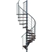 Minka Spindeltreppe Venezia Smart 38 - Walnuss Grau, 160cm Durchmesser - Moderne Spindeltreppe mit eleganten Holzstufen und robusten Metallteilen. Ideal für individuelle Wohnräume, erhältlich in verschiedenen Holzarten und Durchmessern. Langlebig und stilvoll für Ihr Zuhause.