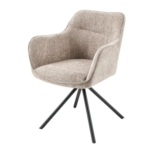 Riess-Ambiente Polsterstuhl VERONA champagner beige - Polsterstuhl für Esszimmer mit drehbarer Funktion und Armlehnen, pflegeleicht und ideal für stilvolles Wohnen.