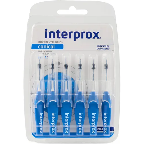 Dentaid interprox Interdentalbürsten 6 Stück, konisch, Blau, PHD 1,7 - Effektive Interdentalreinigung mit Dentaid interprox Bürsten, ergonomischem Griff und konischer Form für eine einfache Handhabung.