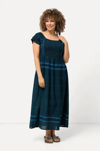 Ulla Popken Maxikleid Ethnomuster mit Carree-Ausschnitt - Gemusterte Kleider, elegantes Maxikleid aus hochwertigem Jacquard mit elastisch gesmokter Büste und Carree-Ausschnitt für einen stylishen Look.