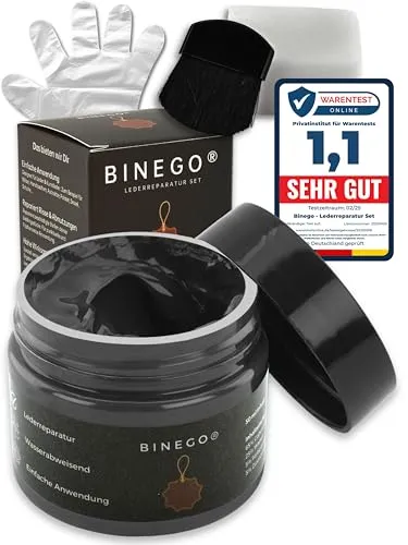 Binego® Lederreparaturset Leder & Kunstleder Reparatur Set | Lederreparatur Flüssigleder Lederfarbe Reparieren Reparaturset Aufbereitung | Farbe Grau Dunkelgrau