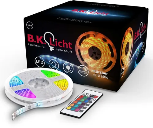 10m LED Band Stripe RGB Lichtleiste mit Fernbedienung - Lichtschläuche & -ketten, dimmbar und selbstklebend für flexible Anwendungen in jedem Raum, ideal für stimmungsvolle Beleuchtung.