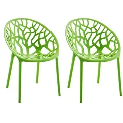 CLP 2er Set Gartenstühle Hope Kunststoff I Stapelstühle wetterfest und UV-beständig I Outdoorstühle pflegeleicht I Sessel für draußen, Farbe:grün