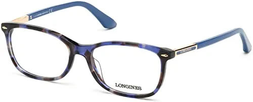 Longines Brille LG 5012 -H 055 Shiny Light Blue Havana, Pink Gold &, Glänzendes hellblaues Havanna, glänzendes Roségold und glänzendes B, 54/16/140