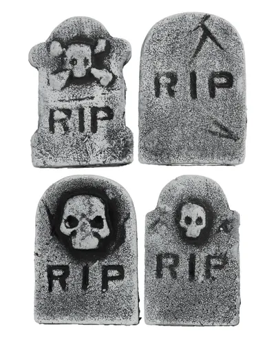 4er Pack Mini Grabsteine aus Styropor als Halloween Deko