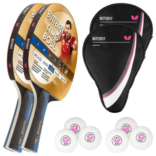 2x Timo Boll Gold Tischtennisschläger Set - Tischtennisschläger Set für Allround-Spieler, inklusive 2 Schläger, 2 Hüllen und 6 Bällen für ein komplettes Spielerlebnis.