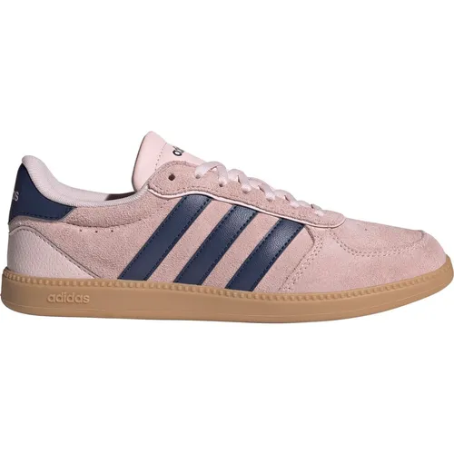 adidas Women's Breaknet Sleek Schuh - Clear Pink/Dark Blue/Gum 36 - Damen-Sneaker mit regulärer Passform, aus hochwertigem Leder und Synthetik, ideal für den stylischen Alltag.