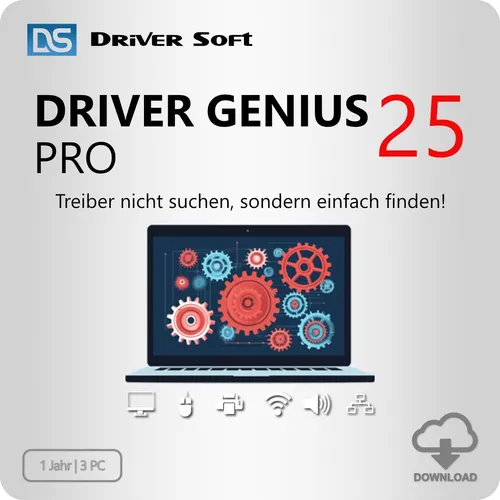 Driver Genius 25 PRO - Treiber-Management-Software für Windows, die automatische Updates, Sicherungen und Wiederherstellungen bietet, um die Systemleistung zu optimieren und Probleme mit veralteten Treibern zu vermeiden.