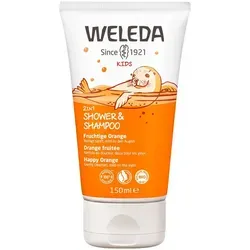 Weleda Kids 2in1 Shower & Shampoo fruchtige Orange - Babypflege mit fruchtigem Orangenaroma, sanft zur Haut und ideal für die tägliche Anwendung bei Kindern.