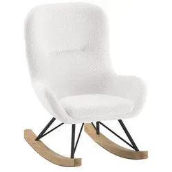 Kinder-Schaukelstuhl mit Massivholzkufen - Bouclé Creme-Weiß - Sofas & Sessel: Hochwertig gepolsterter Schaukelstuhl aus Buche, ideal für gemütliche Stunden im Kinderzimmer.