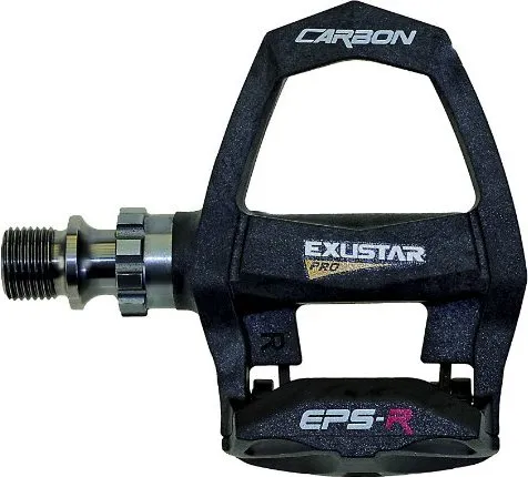Exustar E-PR200CKTI Race Rennrad Pedale Schwarz - Fahrradpedale mit leichtem Carbon-Gehäuse und herausragender Stabilität für optimale Kraftübertragung beim Rennradfahren.