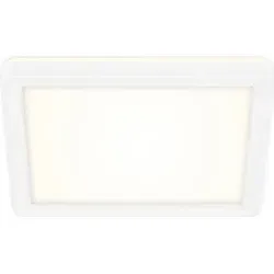 Slim LED Deckenleuchte Eckig, 19x19 cm ? flach, 12W, 1400 lm, Neutralweiß, Backlight, Weiß - Weiß