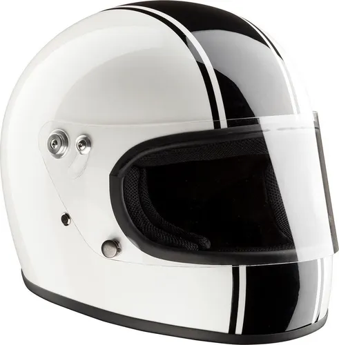 Bandit Integral ECE Motorradhelm, weiß, S (55/56) - Stylischer Bandit Integralhelm mit Fiberglas-Schale für sicheren Fahrspaß. Leicht, mit Micro-Click Verschluss und 70er Jahre Design. Ideal für Motorradfahrer, die Wert auf Sicherheit und Stil legen.