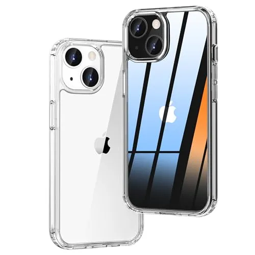 ONES iPhone 13 mini Durchsichtig Dünn Hart Hülle『Stoßfest Airbag Militärstandard』『Erhöhte Kanten Schutz Kamera Bildschirm』[Anti-Gelb] [rutschfest], PC + TPU Hybrid Silikonhülle für Apple 5,4 Zoll