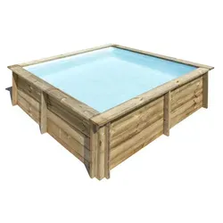 Gre Sunbay quadratischer Echtholzpool City 225 x 225 x 68 cm - Echtholz-Swimmingpool in quadratischer Form, ideal für entspannte Sommertage. Inklusive Filter, Leiter und Poolfolie für sofortigen Badespaß.