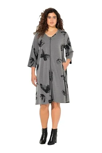 Ulla Popken Midikleid Schmetterlinge mit 2-Wege-Zipper - Gemusterte Kleider, lässiger Stil mit V-Ausschnitt und praktischem 2-Wege-Zipper für einfachen Zugang und Tragekomfort.