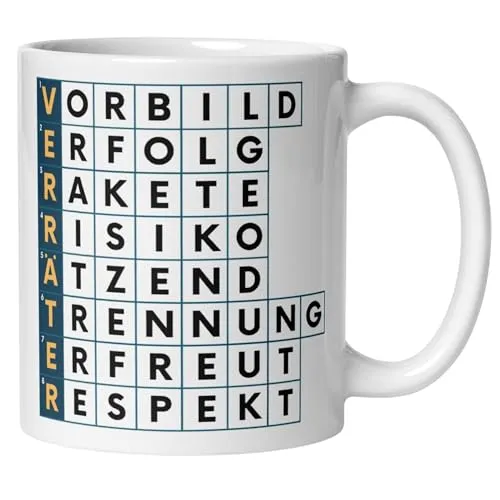 Abschiedsgeschenk Kollegin Kollege Tasse | 2 Seitig - Kreuzworträtsel & Spruch - VERRÄTER | Lustiges Geschenk Abschied Jobwechsel Büro | Geschenkidee Berufswechsel Arbeitsplatzwechsel Stellenwechsel