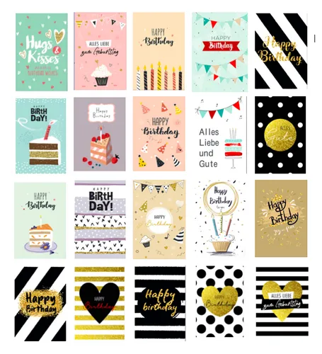 Premium Geburtstagskarten Happy Birthday 18x12cm + Kuverts Geburtstag Karten 20