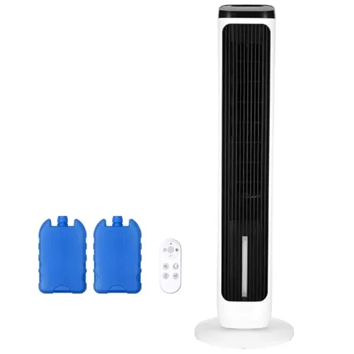 VEVOR Turmventilator mit Fernbedienung und 24-Stunden-Timer - Ventilatoren mit 4L Wassertank und geräuscharmem Betrieb unter 60 dB. Ideal für kühlende Luftzirkulation in Wohnräumen.