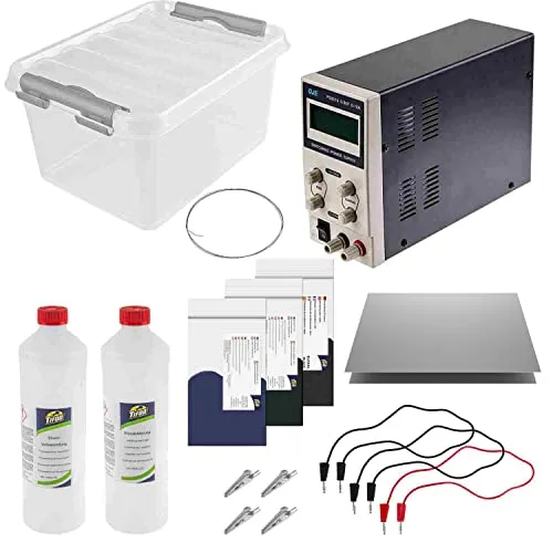 Tifoo Eloxal-Starter-Set mit 10A Netzteil - Schmuckherstellungs-Set zum Eloxieren von Aluminium in 3 Farben, ideal für Einsteiger und Bastler - schütze und gestalte Alu-Oberflächen professionell und kostensparend.
