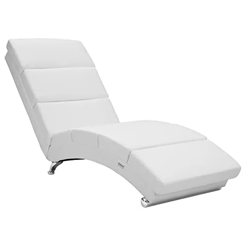 Casaria Relaxliege London XXL, ergonomisch und elegant - Liegen: Ergonomische Relaxliege aus Kunstleder, belastbar bis 180 kg, ideal für entspannte Stunden in stilvollem Weiß.