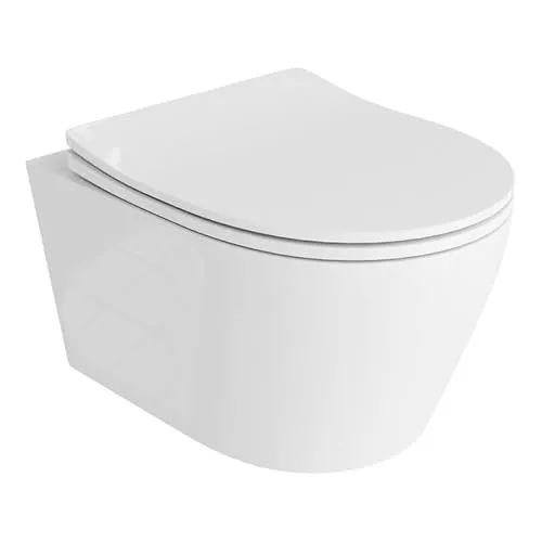 LAVITA Wand-WC Praia mit Soft-Close Sitz - Elegantes, spülrandloses Wand-WC in Weiß mit komfortablem Soft-Close Sitz. Hygienisches Design und einfache Reinigung für moderne Bäder. Wasserersparnis ohne Leistungseinbußen.