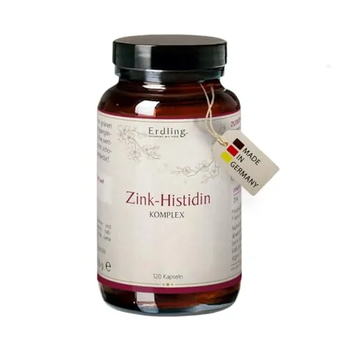 Zink-Histidin Komplex - 120 Kapseln - Nahrungsergänzungsmittel mit hoch-bioverfügbarem Zinkbisglycinat und Vitamin C aus Acerola-Kirschen für ein starkes Immunsystem und gesunde Haut.