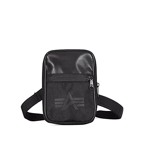 Alpha Industries Unisex Utility Bag Tasche - Black, praktische Einschubtasche mit Reißverschluss und verstellbarem Gurt für optimalen Tragekomfort