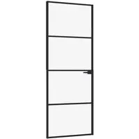 vidaXL Innentür Komplettset 76x201,5cm, Glastür mit Griff - Lamellentüren für den Innenbereich mit modernem Design und stabilem Aluminiumrahmen, ideal für helle Wohnräume dank großer Glas-Paneele.