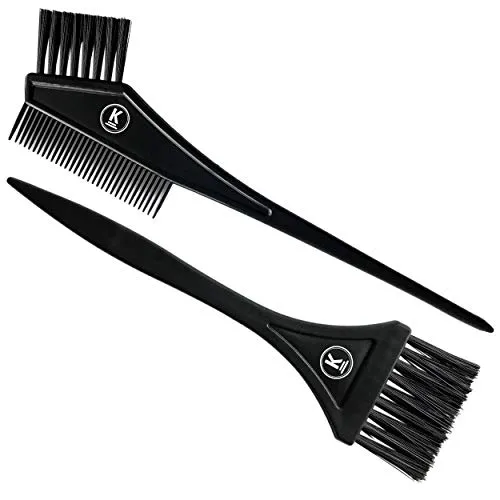 K-Pro Färbepinsel Set - Farb Pinsel breit zum Haare färben, schwarz mit Kamm