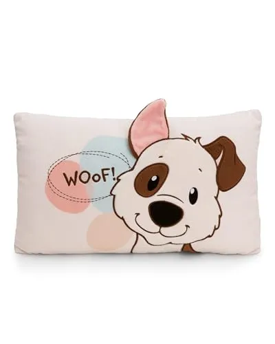 Nici Kissen Hund weiß 43 x 25 cm Plüschkissen - Kuscheltiere: Flauschiges Plüschkissen mit niedlichem Hundedesign, ideal zum Kuscheln und Schlafen, aus recycelten Materialien für umweltbewusste Hundefans.