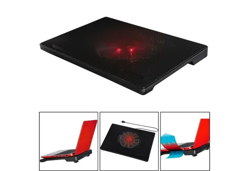 Hama Laptop-Ständer USB Notebook-Kühler Slim Lüfter Cooler, (Kühlpad 13" 13,3" 13,5" 14" 15" 15,6" Laptop Ständer Stand LED Rot)