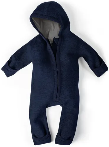 Ehrenkind® WALKOVERALL | Baby Wollwalk-Overall in Blau Gr. 50/56 - Overalls für Baby-Mädchen aus hochwertiger Schurwolle, wasser- und schmutzabweisend, ideal für Herbst und Winter, mit umklappbarer Kapuze und integriertem Handschutz.