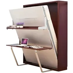 Schreibtisch Regal Bett 2in1 Funktions Schrankbett - Modernes Schrankbett für Erwachsene, platzsparend und vielseitig, ideal für kleine Räume. Maße: 133 x 40 x 208.8 cm, ohne Montage erforderlich.